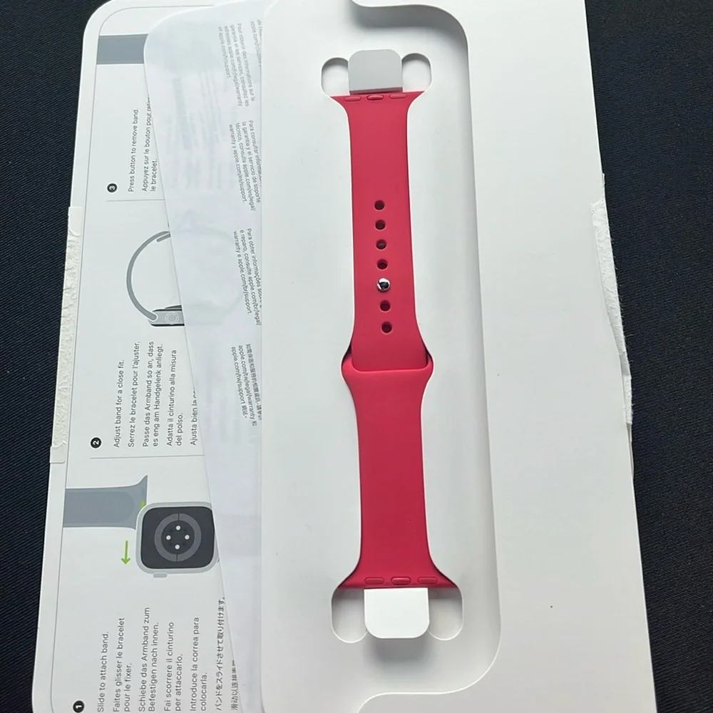 Authentic Apple Watch RED Sport Band 45MM Apple Vibrant Red Wristband Size: S/M